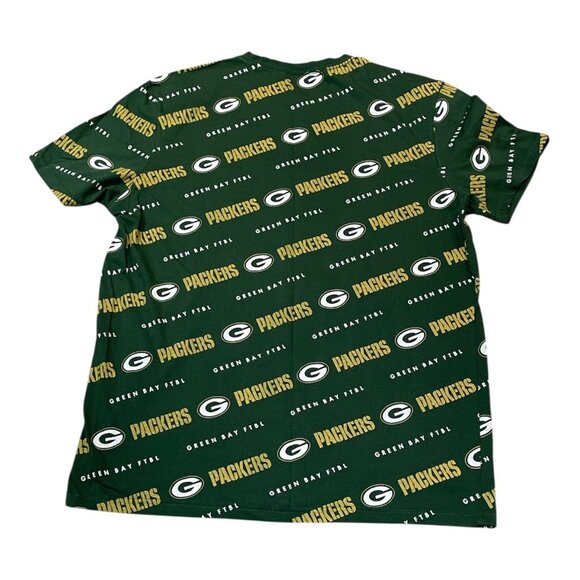 NFL Green Bay Packers Shirt Green Bay FTBL Diagonal Spell Out All Over Print XL - Picture 3 of 3